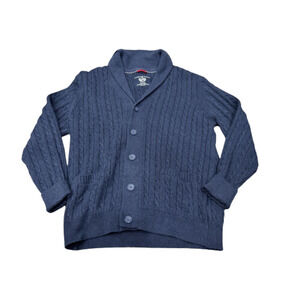 CasaModa Club Mens Large Navy Blue Cable Knit Button Down Sweater Grandpacore